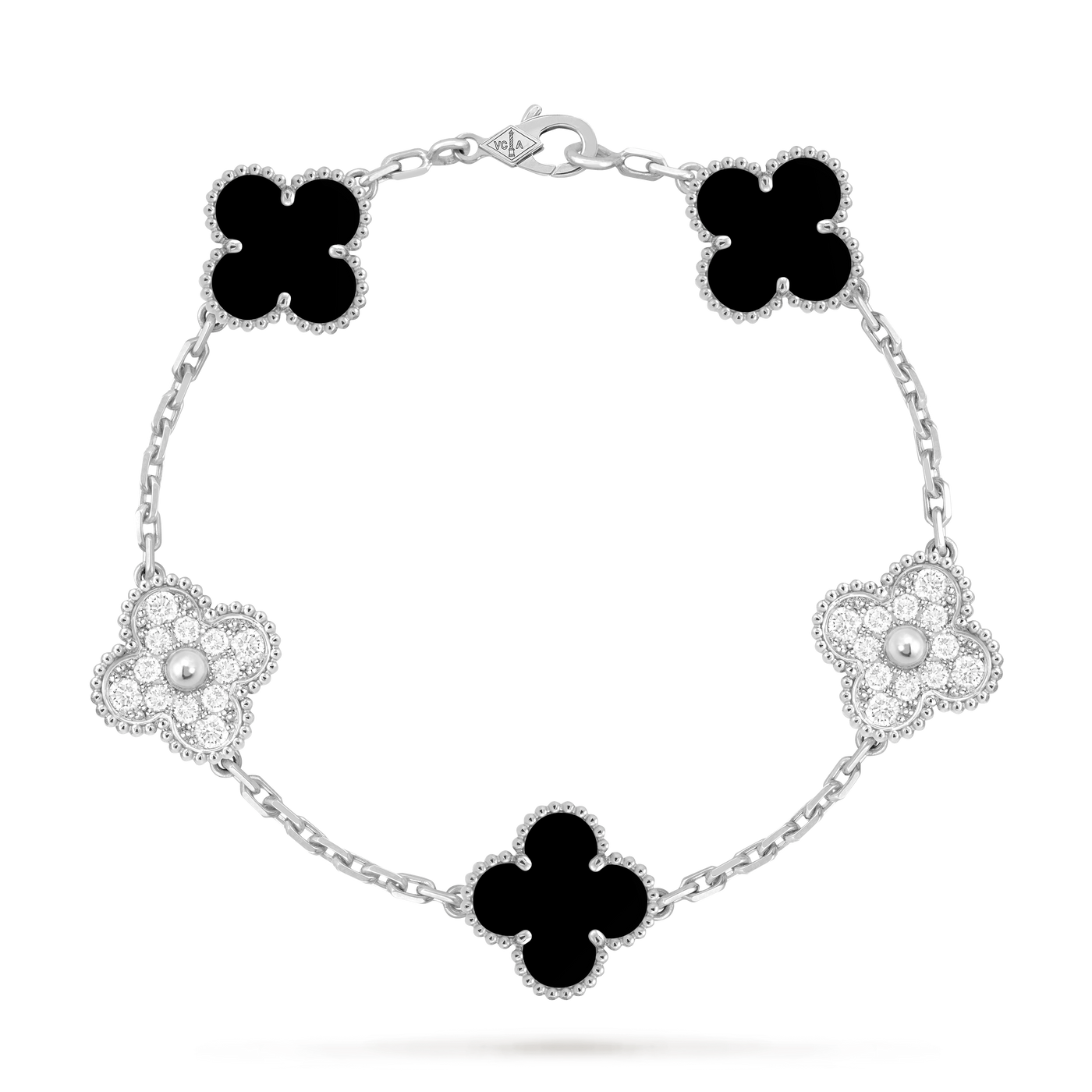 Bracelet Trèfle 5 Motifs — Onyx Noir | COMOCLO