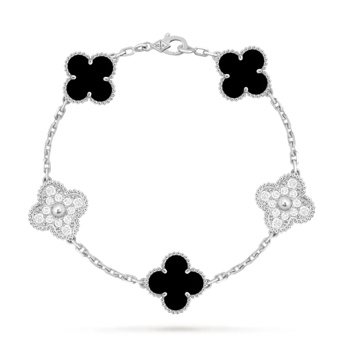 Bracelet Trèfle 5 Motifs — Onyx Noir | COMOCLO