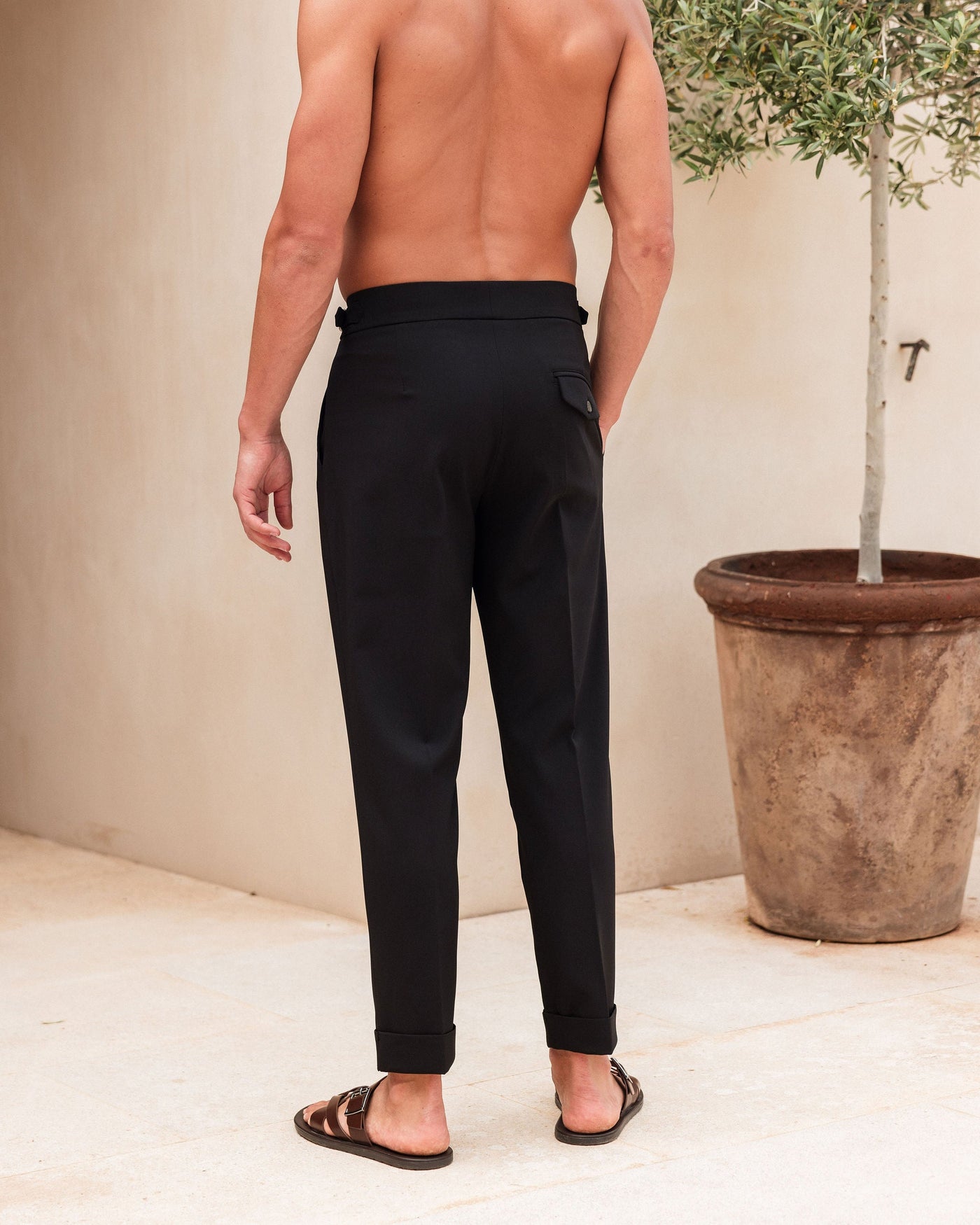 Pantalon Oxford Plissé pour homme, coloris Noir — vue 3 | COMOCLO