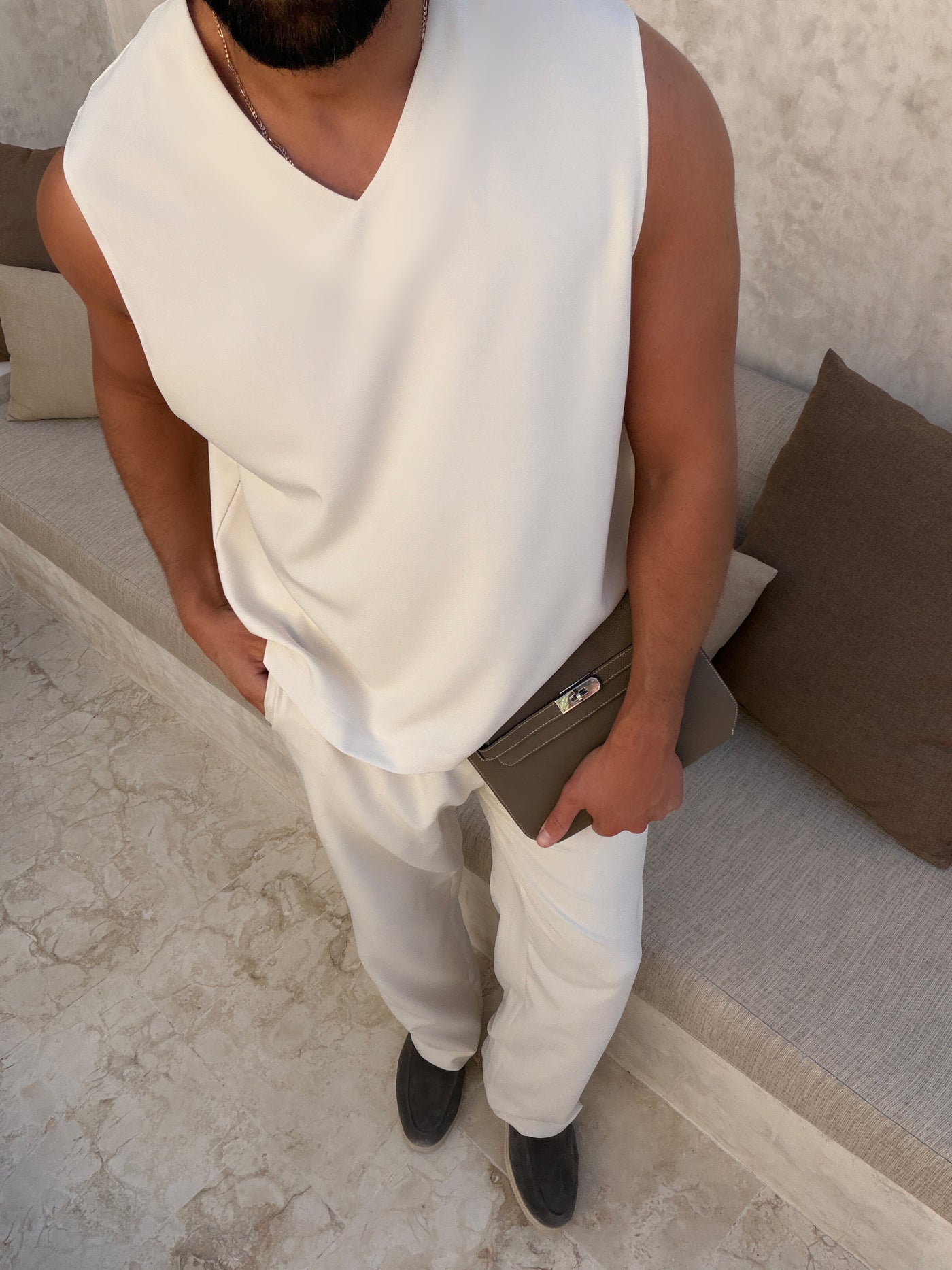 Surchemise MILOS pour homme, coloris Pierre — vue 2 | COMOCLO