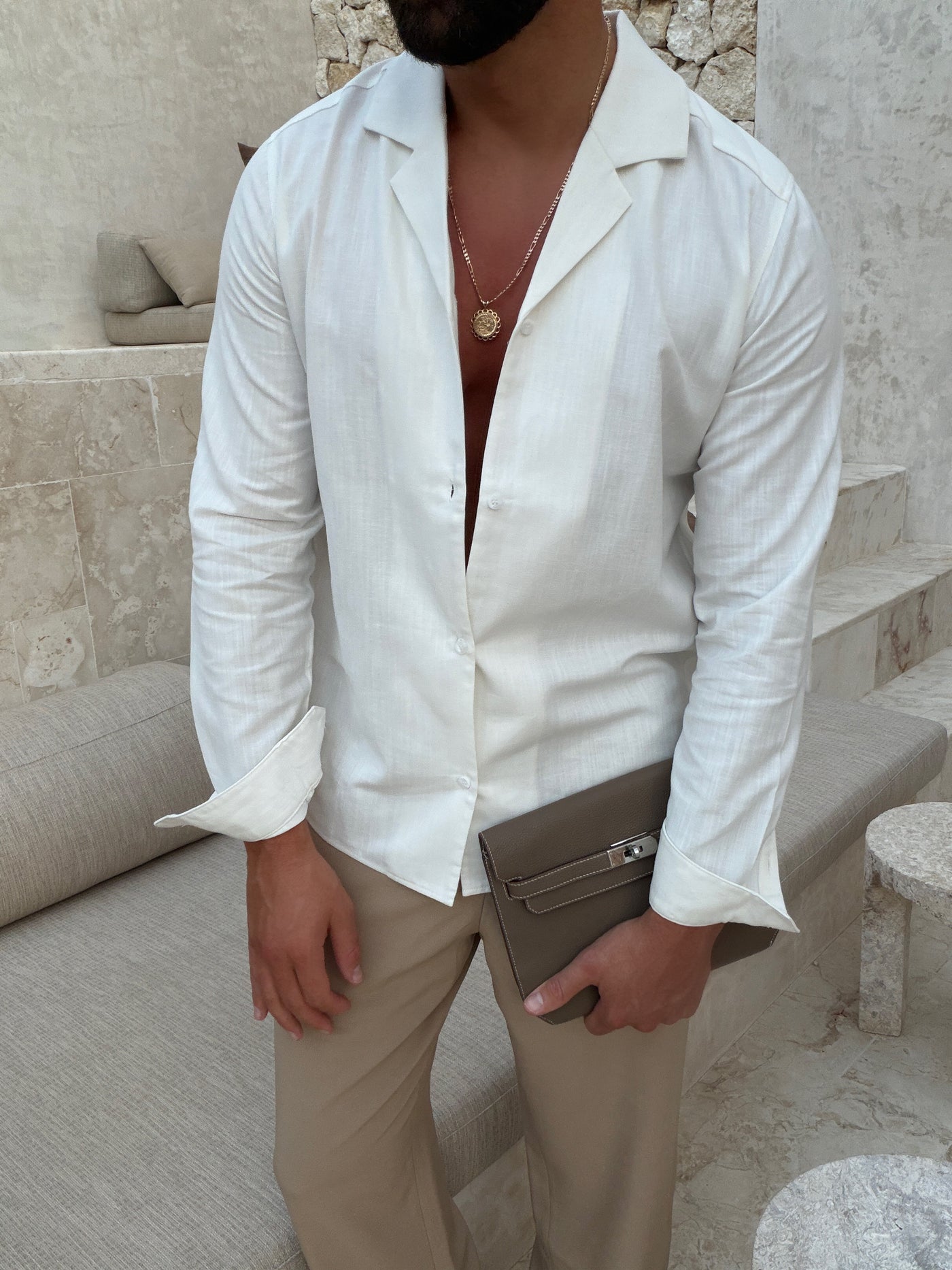 Chemise RIVÉ Lin Classique pour homme, coloris Blanc | COMOCLO