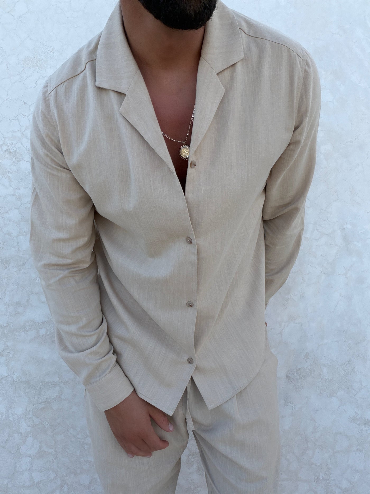 Chemise RIVÉ Lin Classique pour homme, coloris Sable | COMOCLO