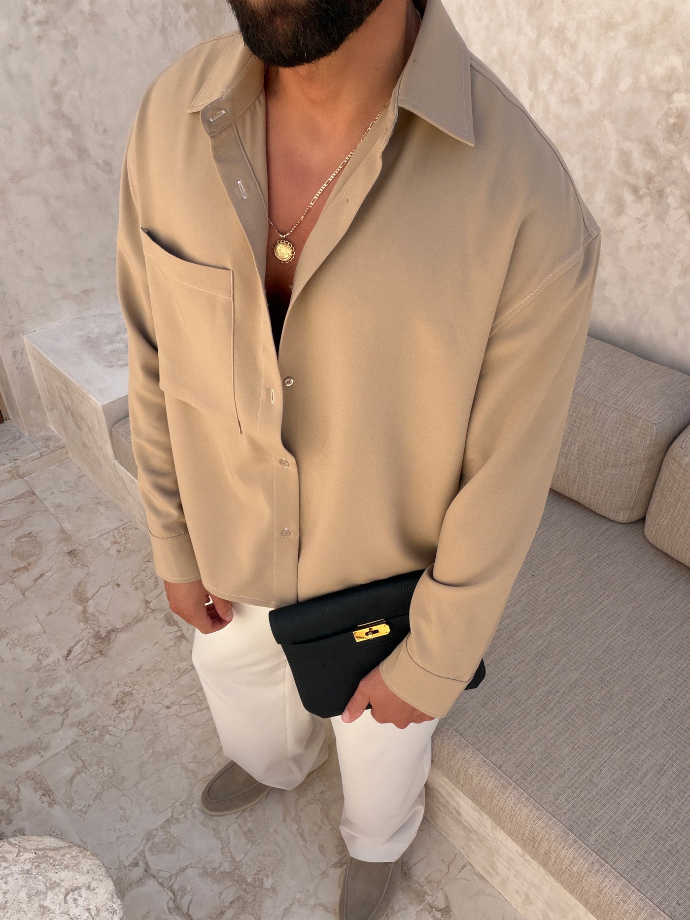 Chemise MILOS pour homme, coloris Fauve — vue 3 | COMOCLO