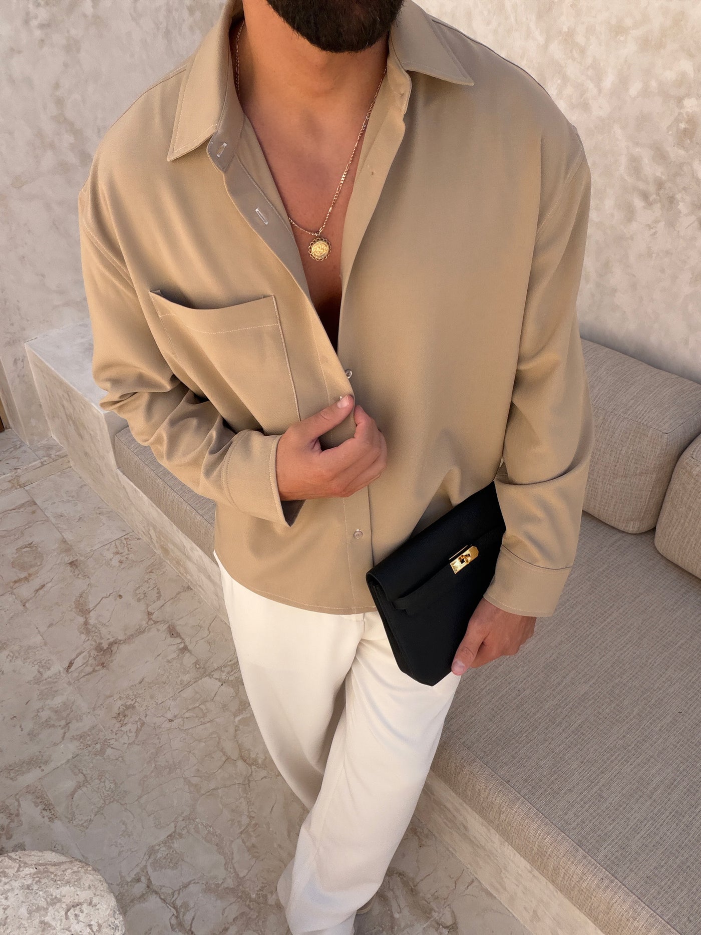 Chemise MILOS pour homme, coloris Fauve — vue 4 | COMOCLO