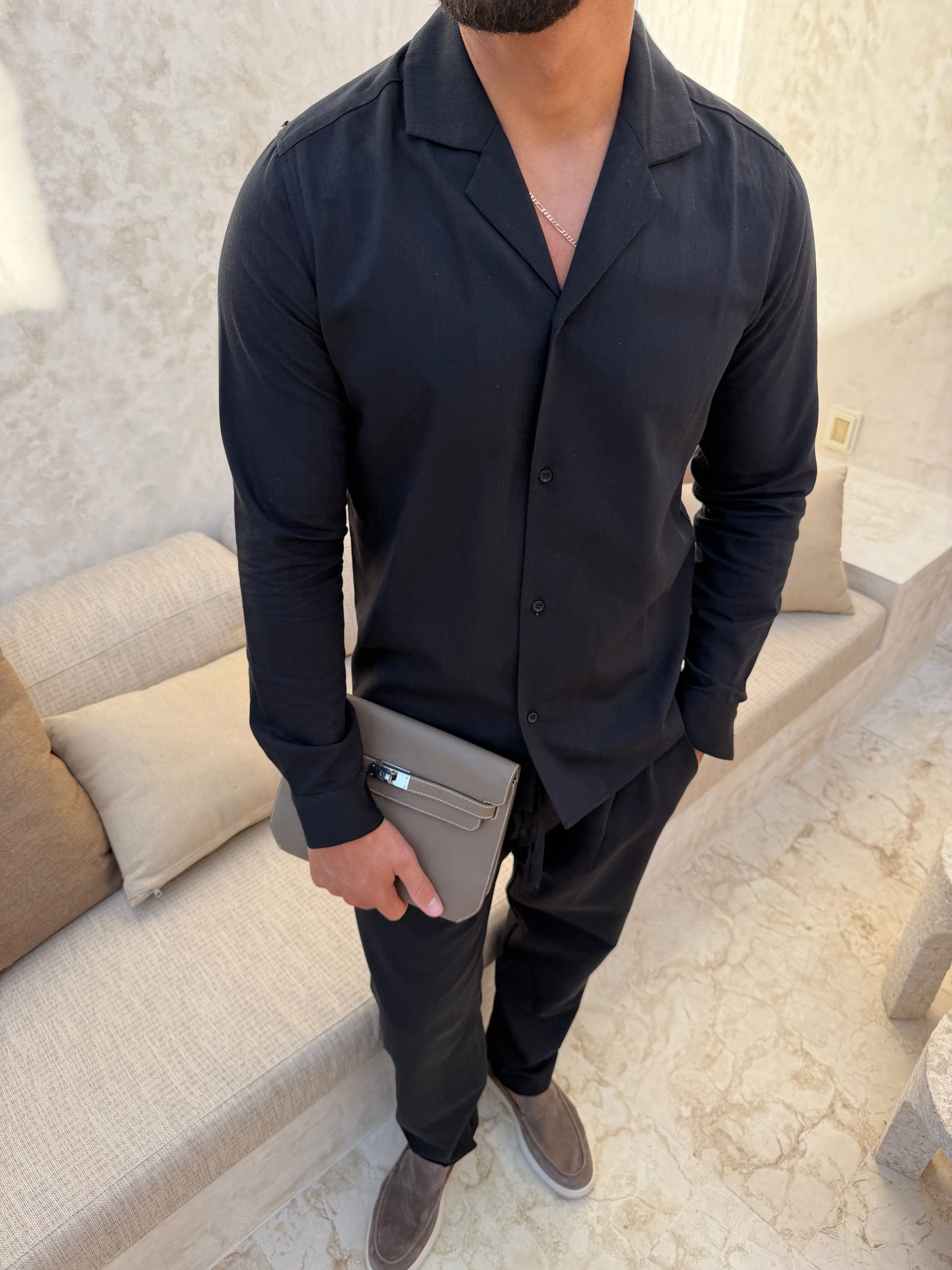 Chemise RIVÉ Lin Classique pour homme, coloris Noir — vue 3 | COMOCLO