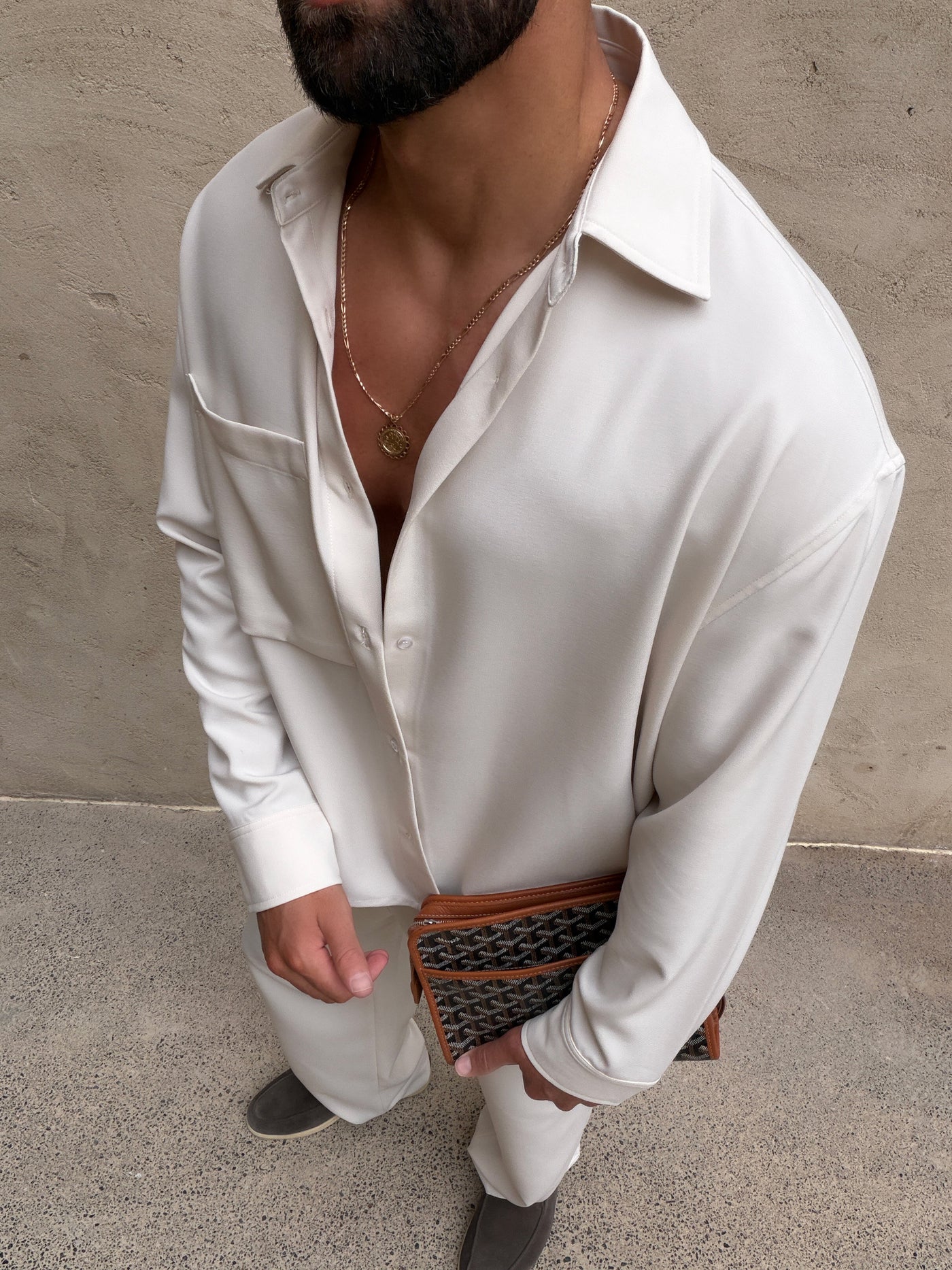 Chemise MILOS pour homme, coloris Pierre — vue 3 | COMOCLO