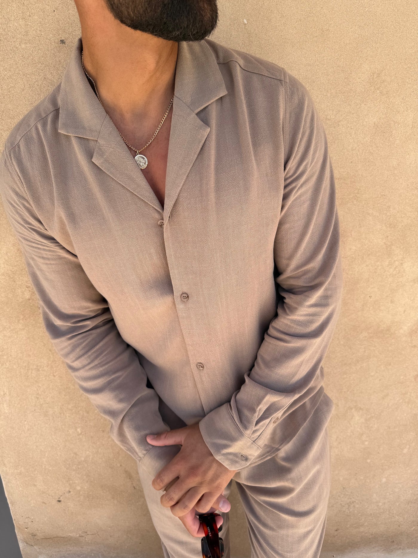 Chemise Lin pour homme, coloris Taupe — vue 2 | COMOCLO