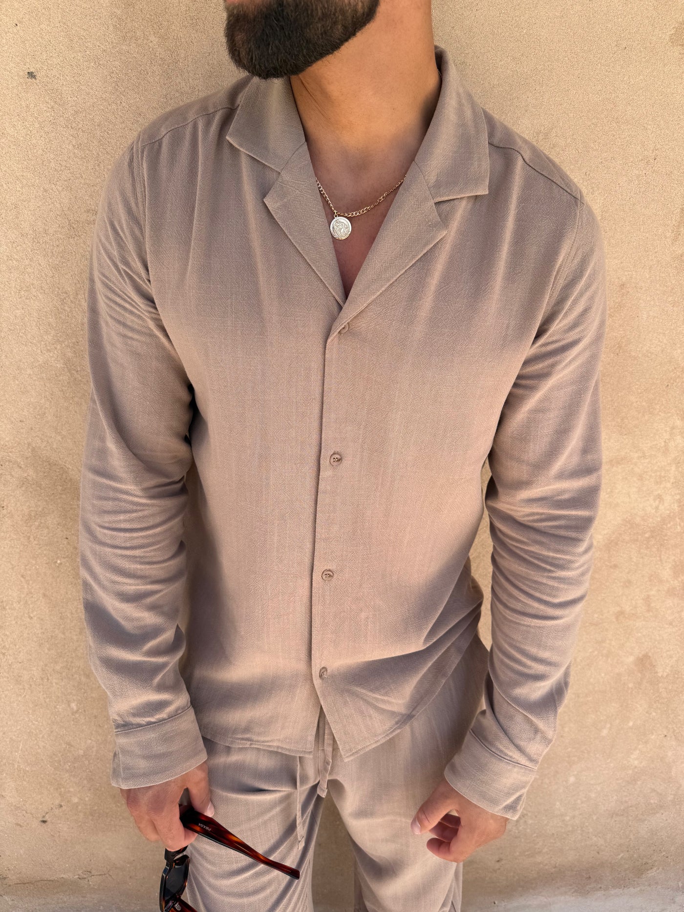 Chemise Lin pour homme, coloris Taupe — vue 5 | COMOCLO