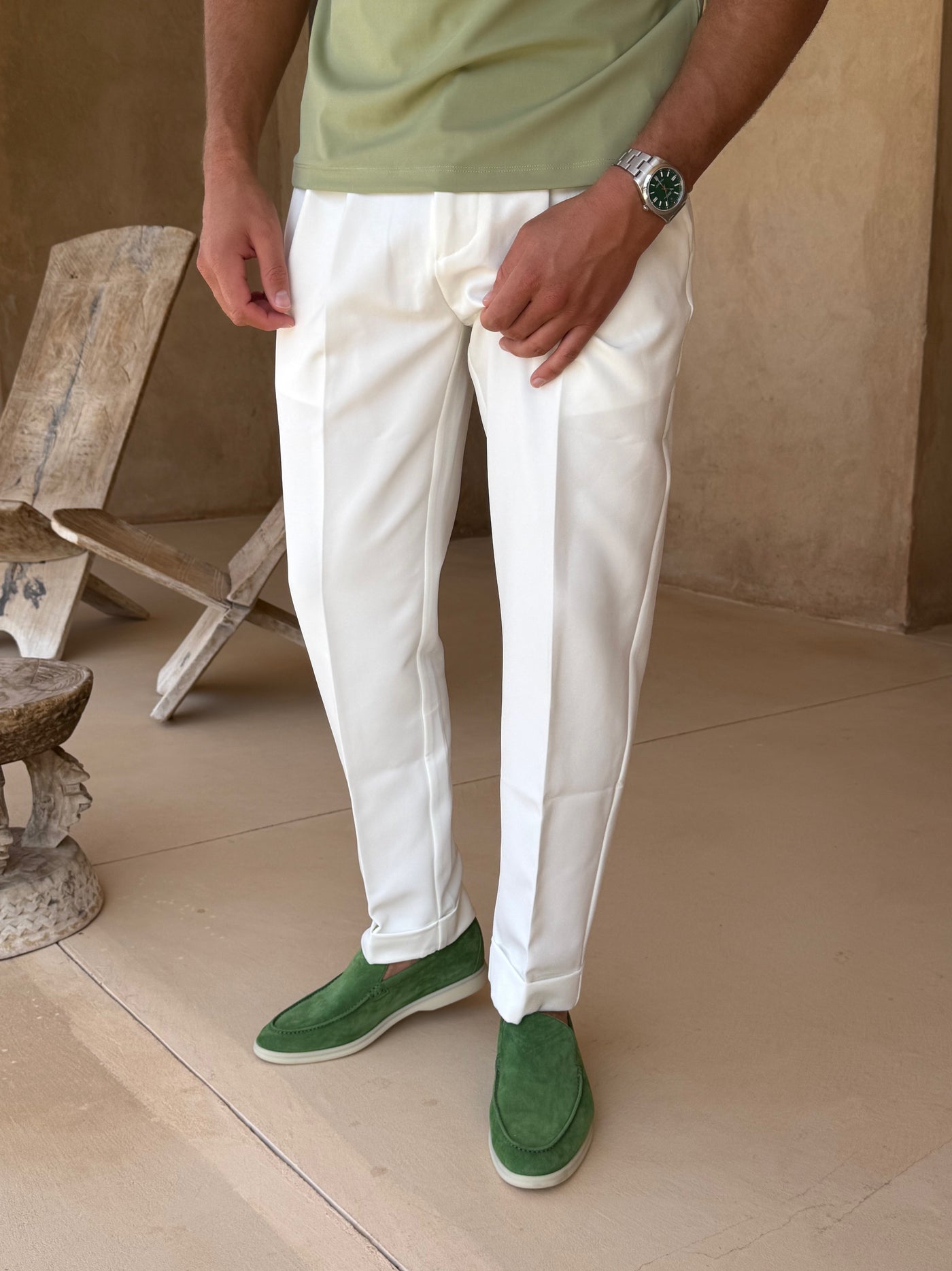 Pantalon Oxford Plissé pour homme, coloris Blanc — vue 3 | COMOCLO