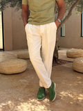 WIT OXFORD geplooide broek