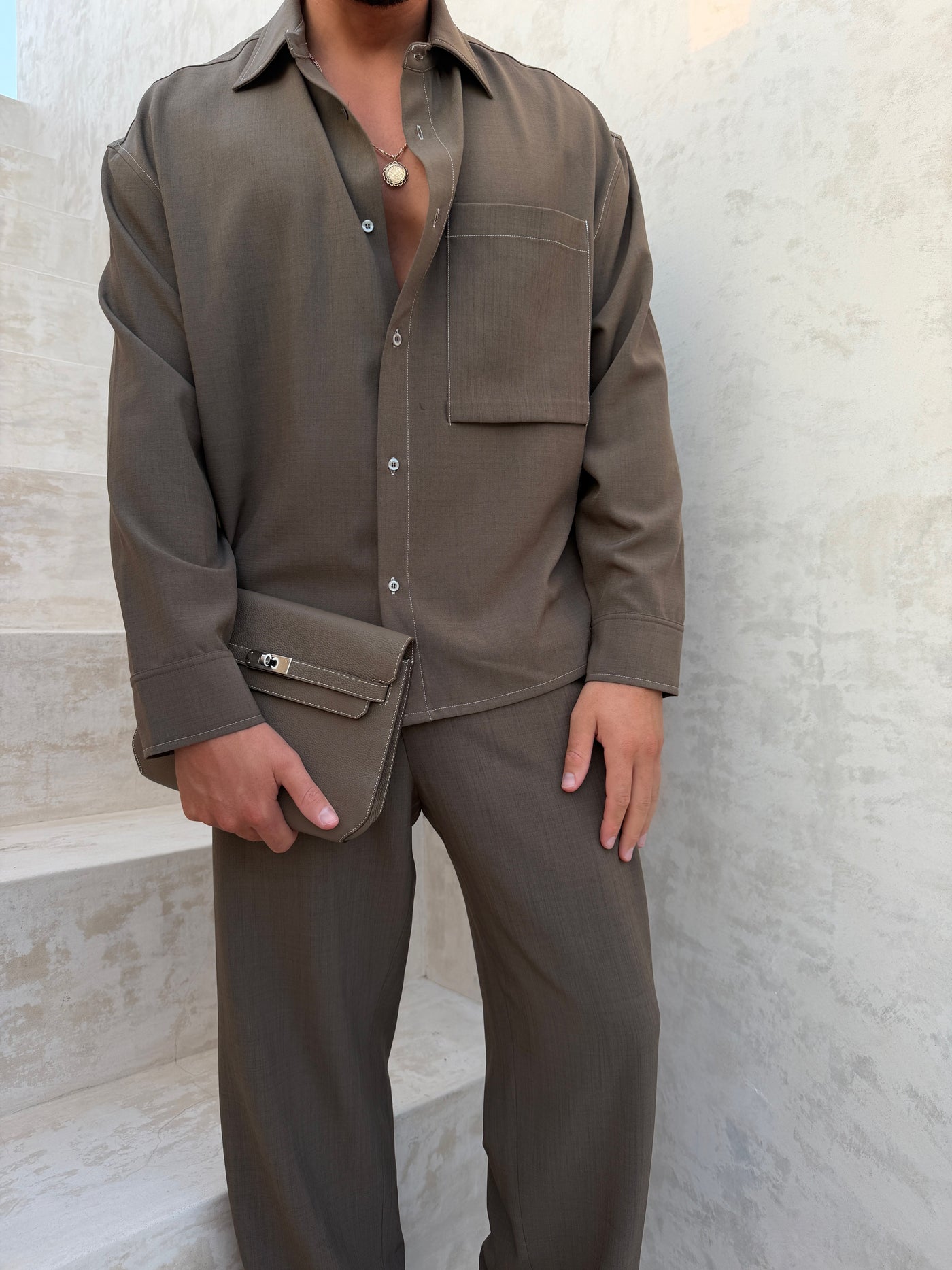 Chemise MILOS Classique pour homme, coloris Brun — vue 5 | COMOCLO
