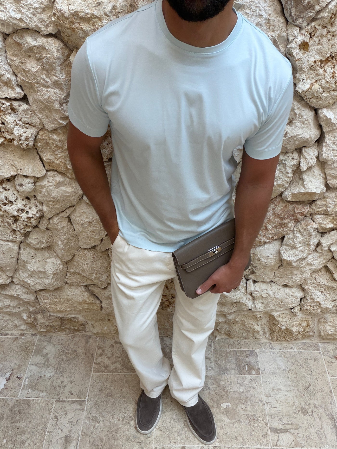 T-shirt Supima pour homme, coloris Bleu Doux | COMOCLO