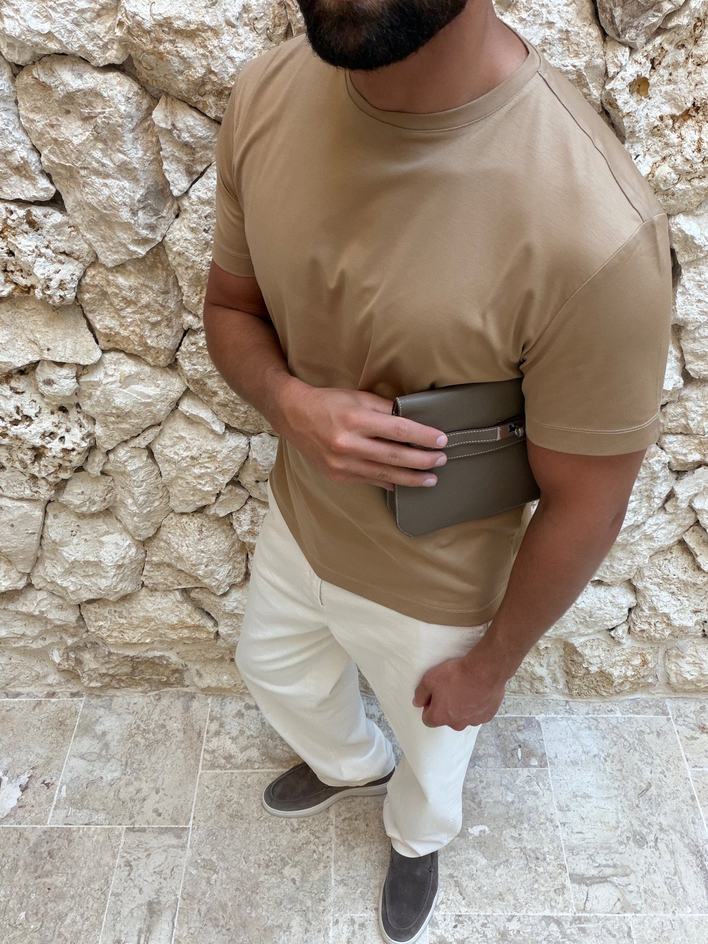 T-shirt Supima pour homme, coloris Camel — vue 2 | COMOCLO