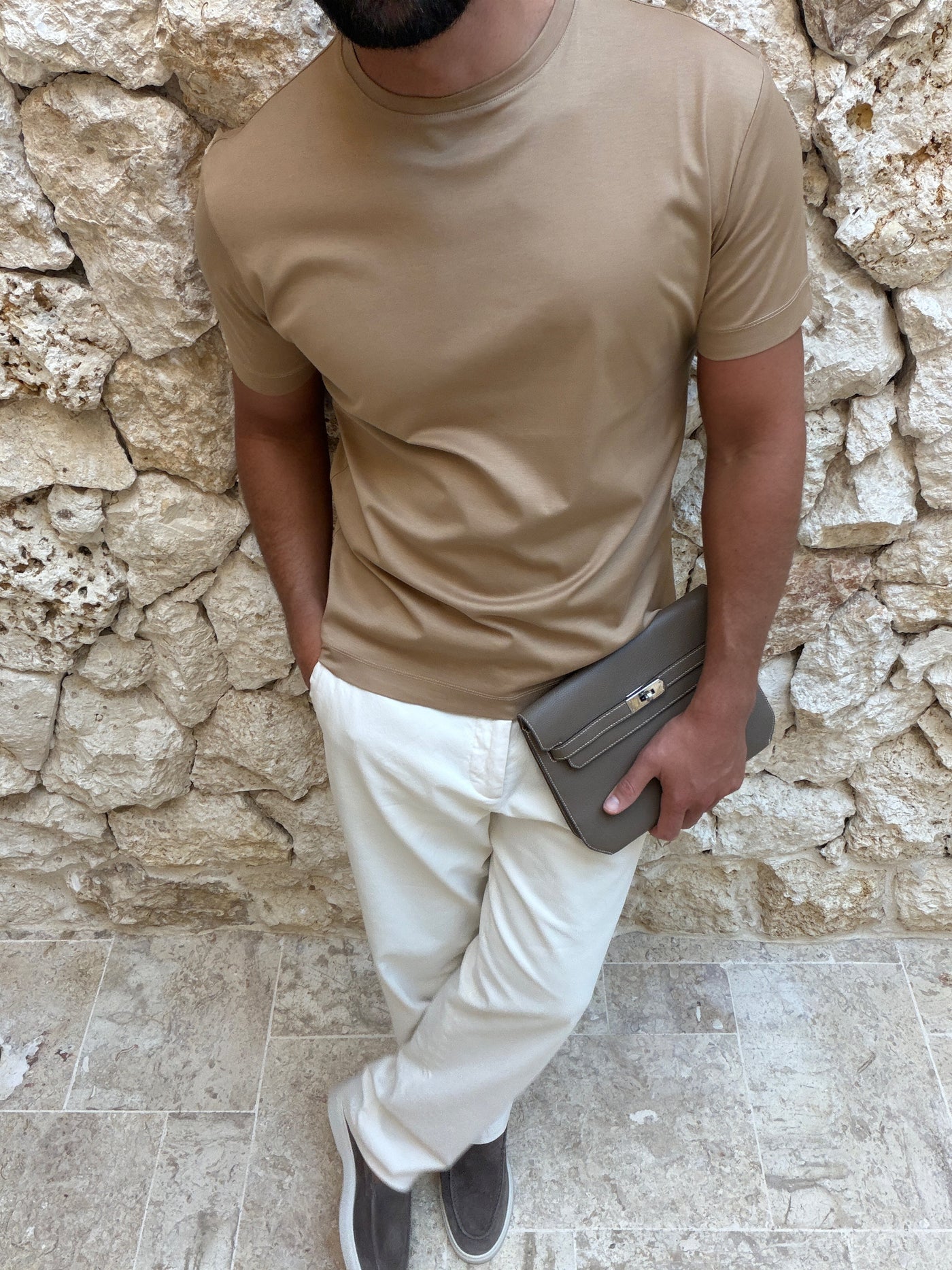 T-shirt Supima pour homme, coloris Camel | COMOCLO