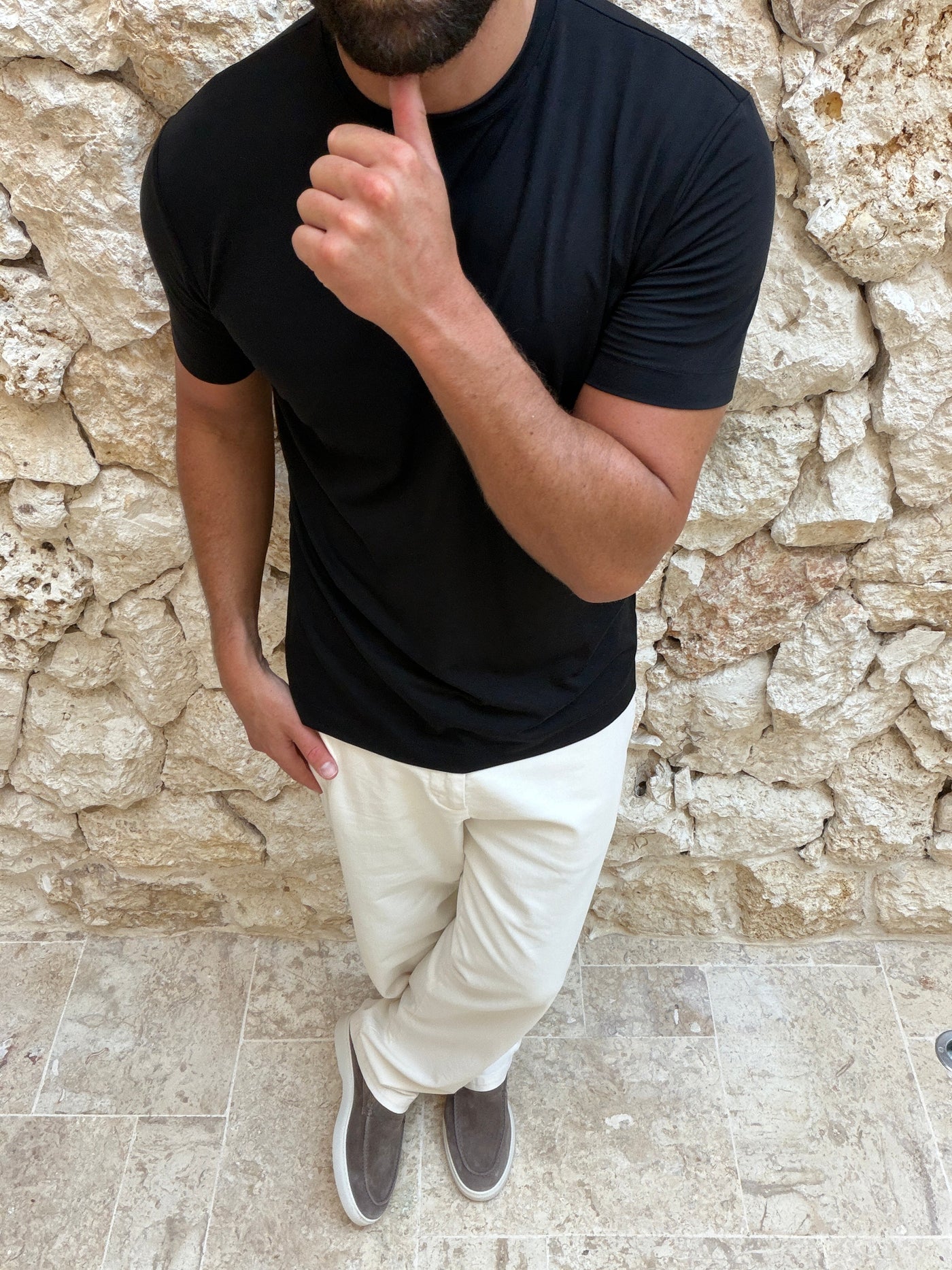 T-shirt Supima pour homme, coloris Noir | COMOCLO