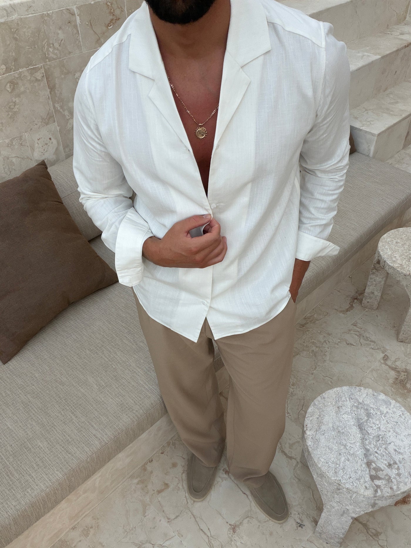Chemise RIVÉ Lin Classique pour homme, coloris Blanc — vue 4 | COMOCLO