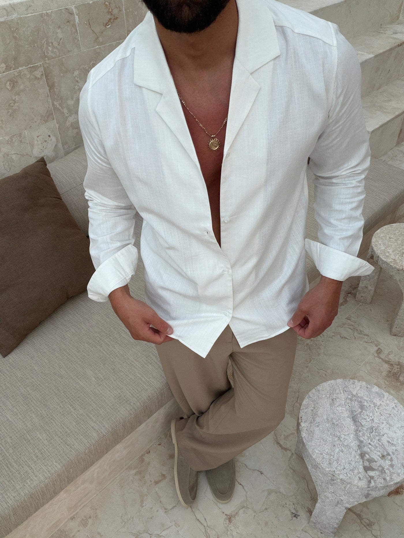 Chemise RIVÉ Lin Classique pour homme, coloris Blanc — vue 2 | COMOCLO