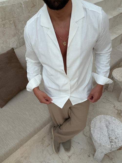 Chemise RIVÉ Lin Classique pour homme, coloris Blanc — vue 2 | COMOCLO