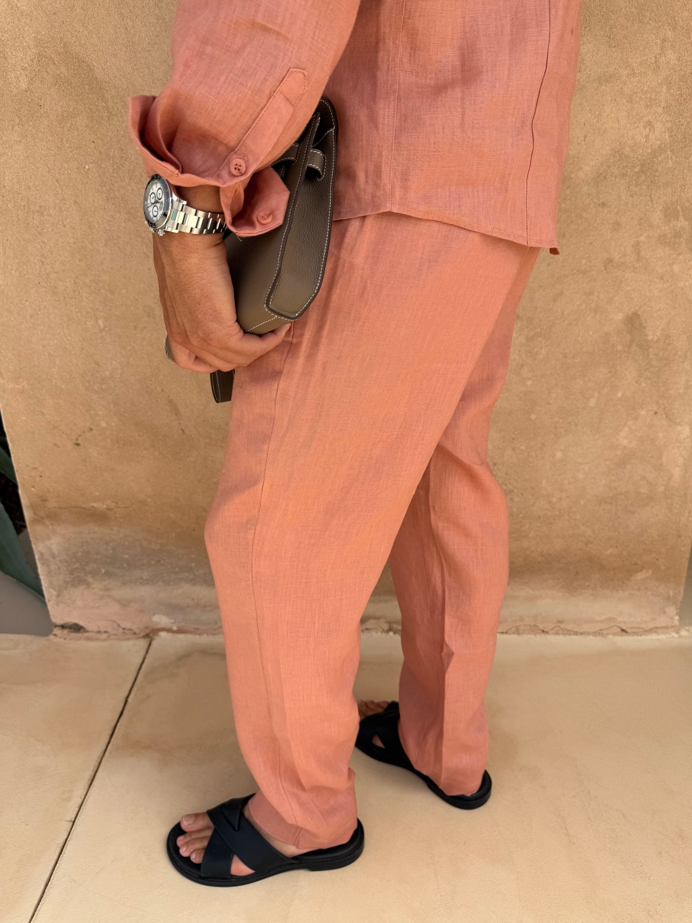 Pantalon RIVÉ Lin pour homme, coloris Satiné — vue 2 | COMOCLO