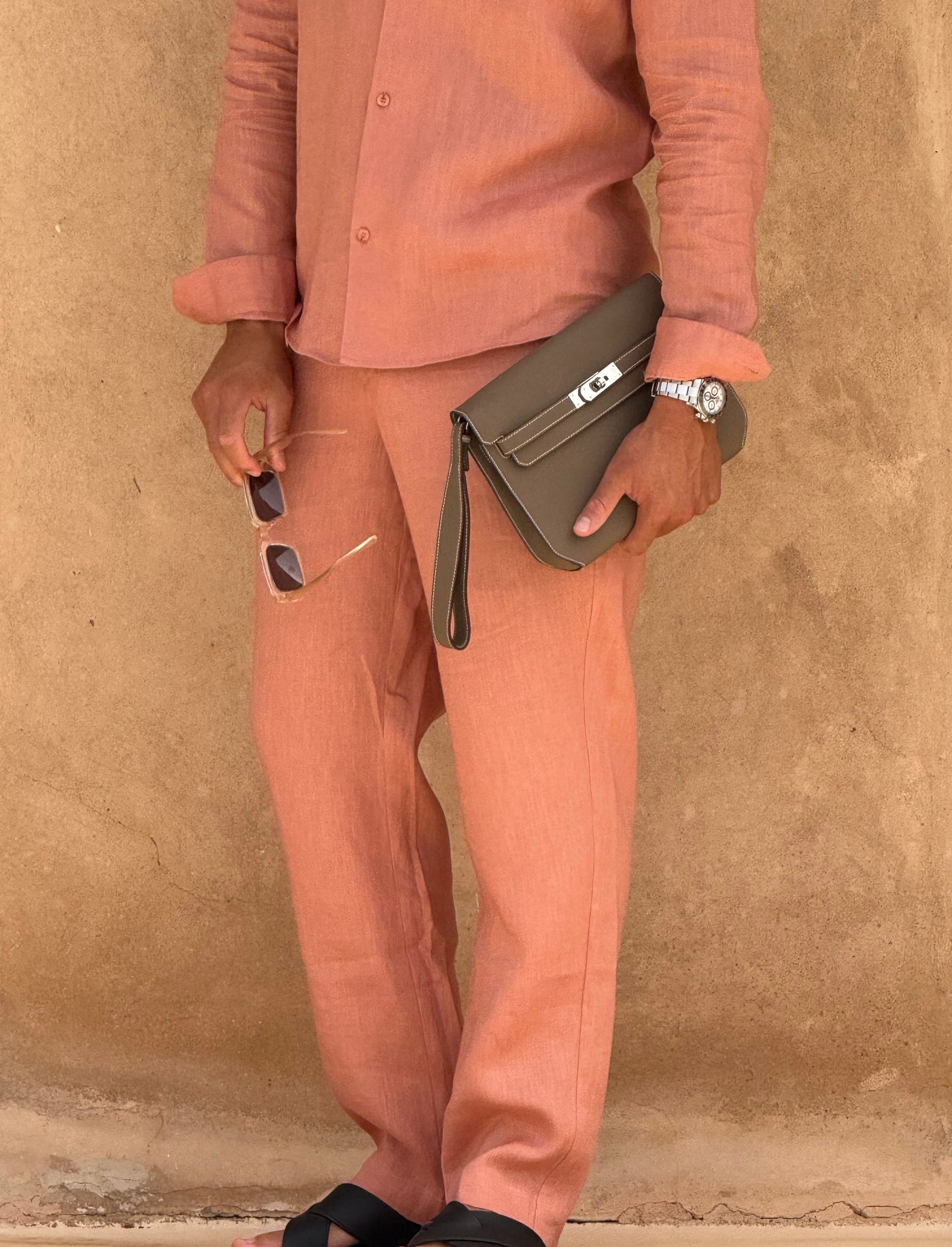 Pantalon RIVÉ Lin pour homme, coloris Satiné — vue 4 | COMOCLO