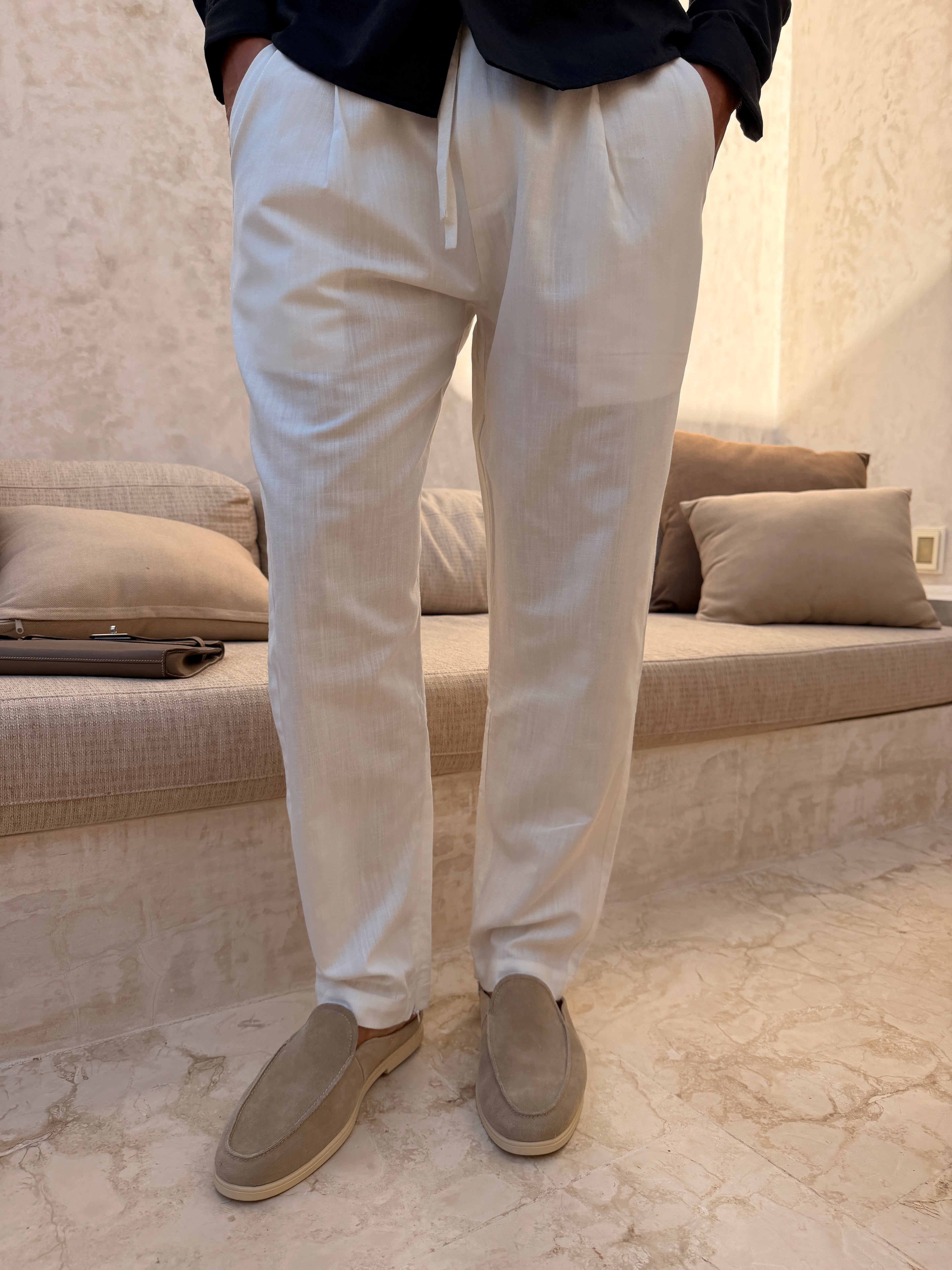RIVÉ LINNEN CLASSIC BROEK WIT