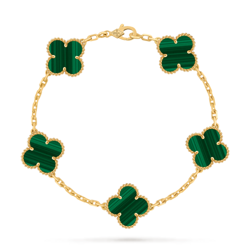 Bracelet Trèfle 5 Motifs — Malachite Verte | COMOCLO