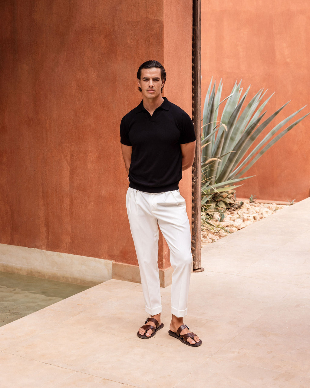 WIT OXFORD geplooide broek