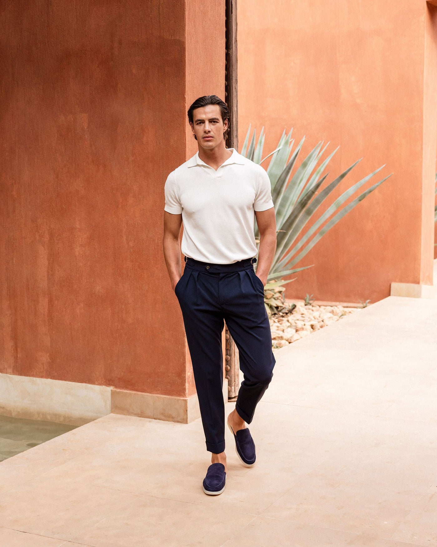 Pantalon Oxford Plissé pour homme, coloris Bleu Marine — vue 5 | COMOCLO