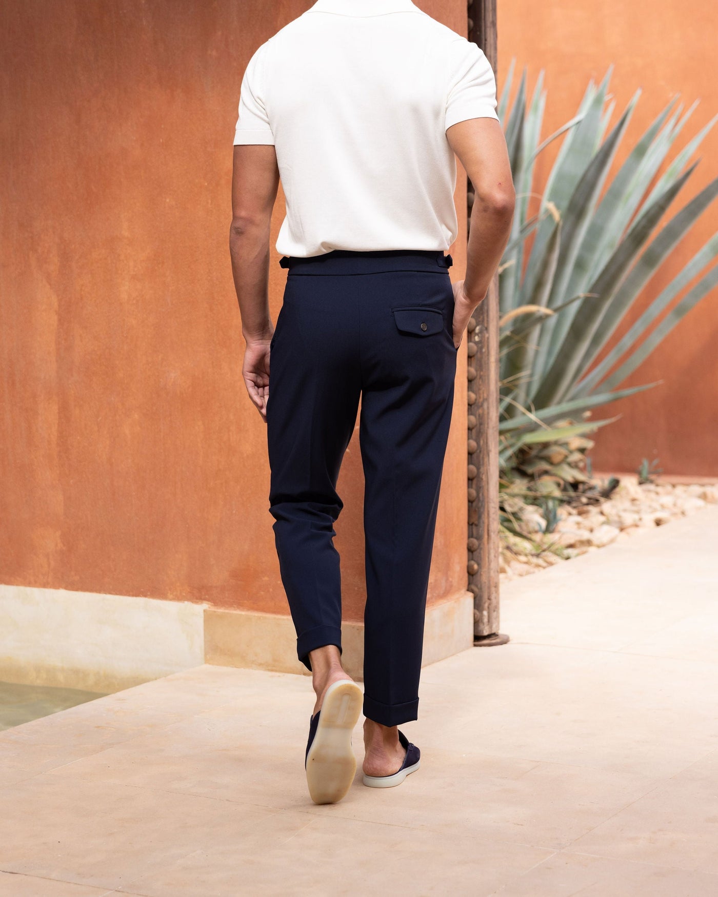 Pantalon Oxford Plissé pour homme, coloris Bleu Marine — vue 7 | COMOCLO