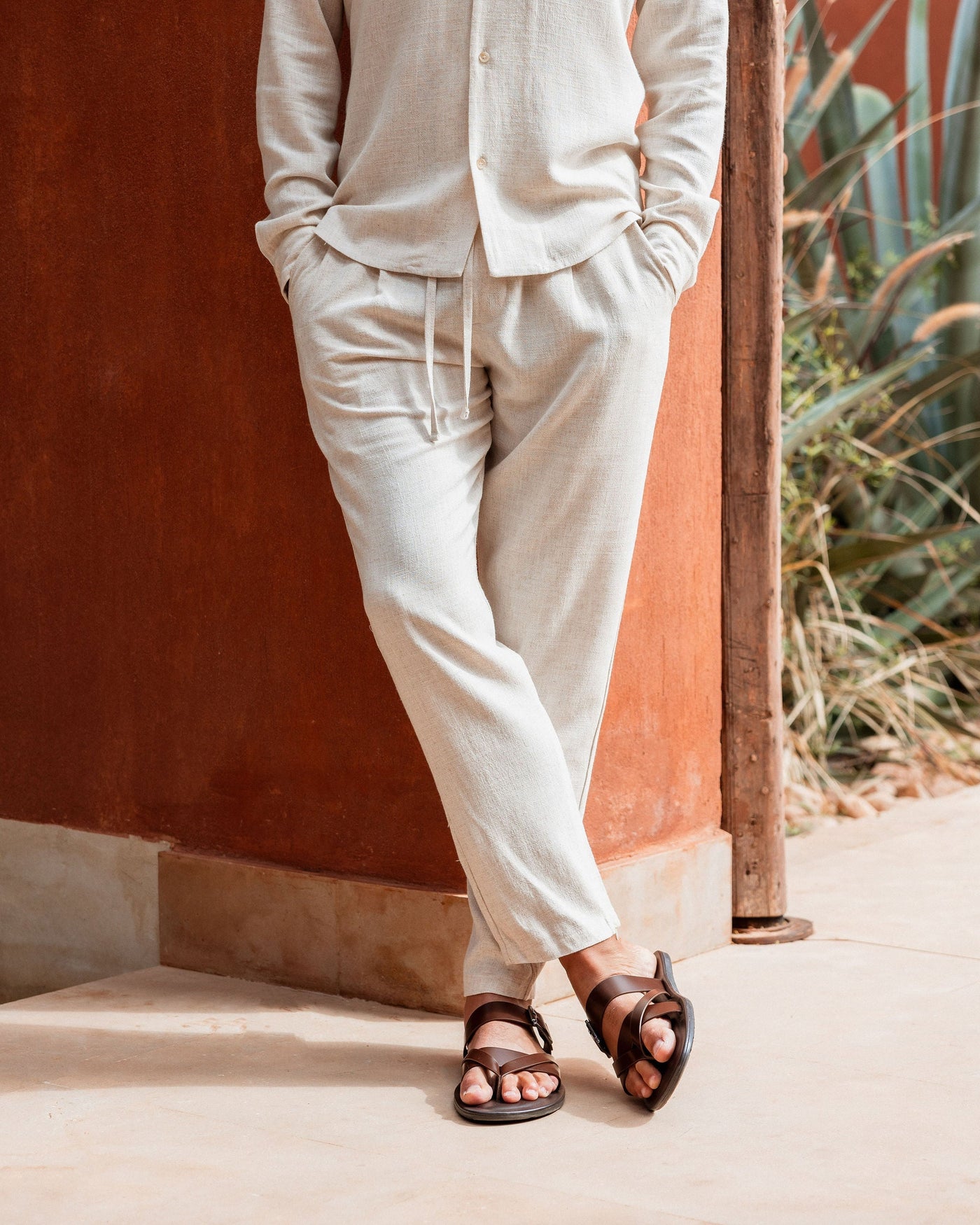 Pantalon Lin pour homme, coloris Avoine | COMOCLO