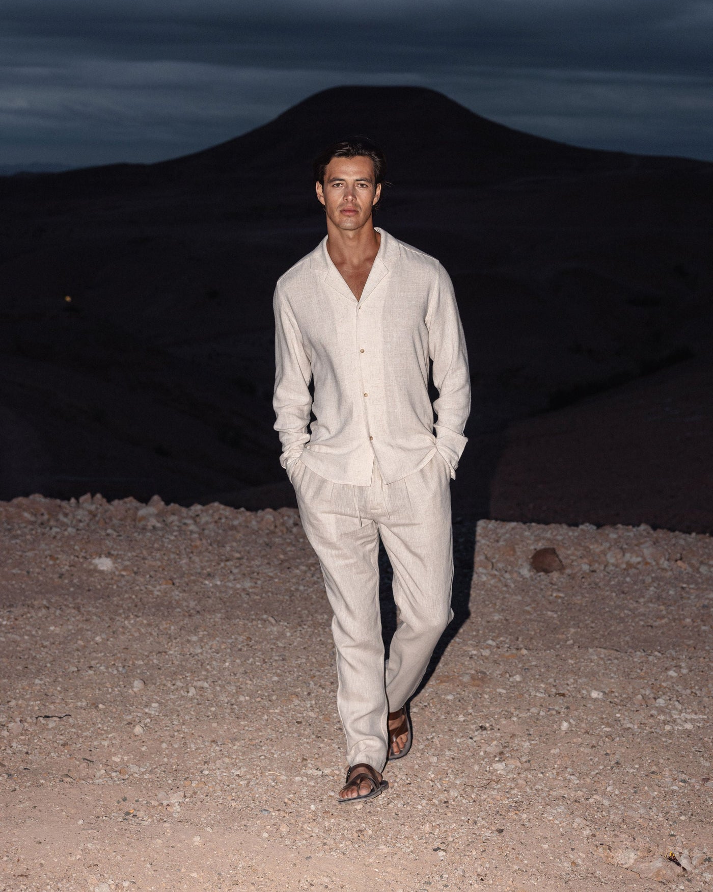 Chemise Lin Col Cubain pour homme, coloris Avoine — vue 8 | COMOCLO