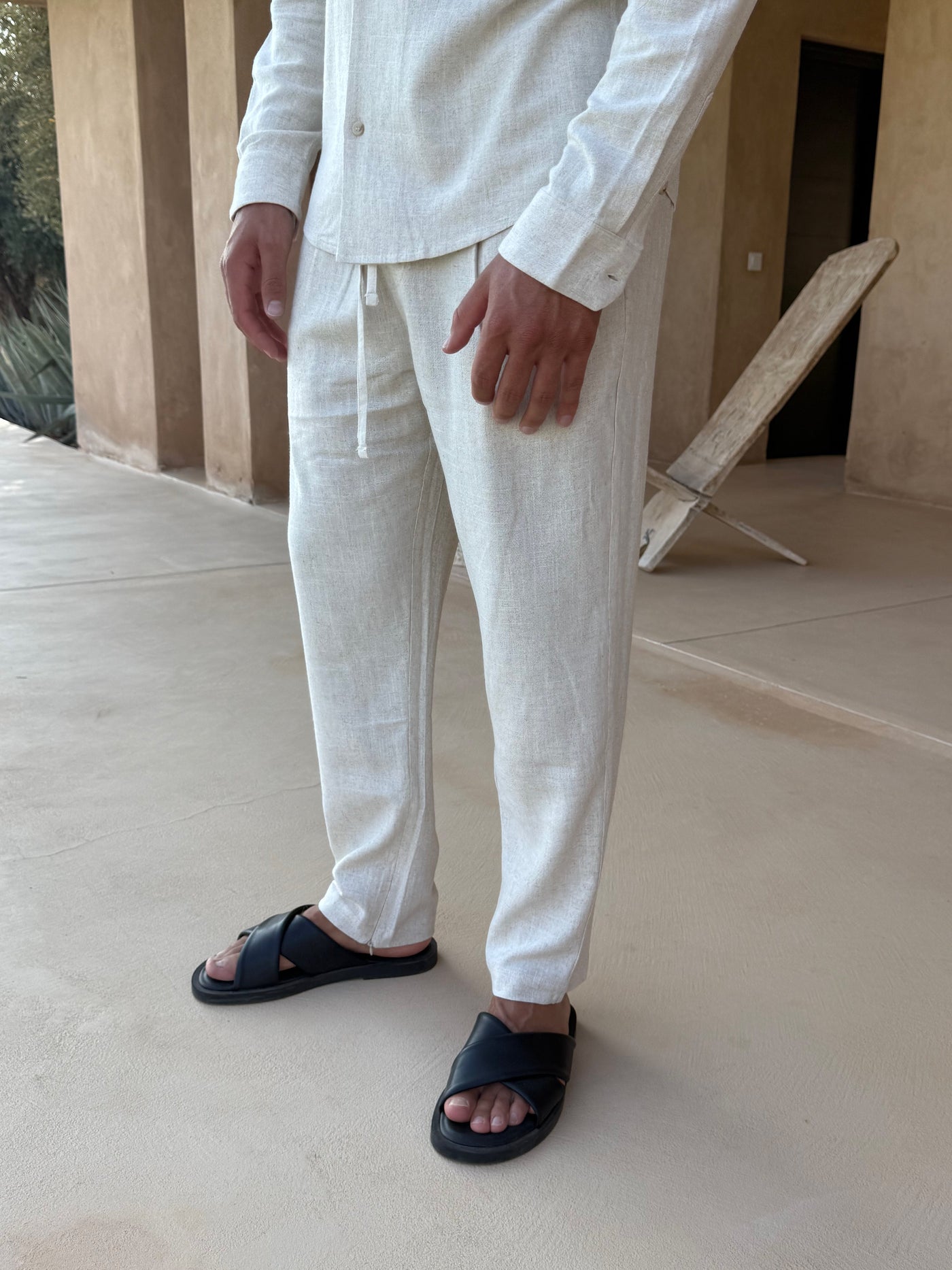 Pantalon Lin pour homme, coloris Avoine — vue 2 | COMOCLO