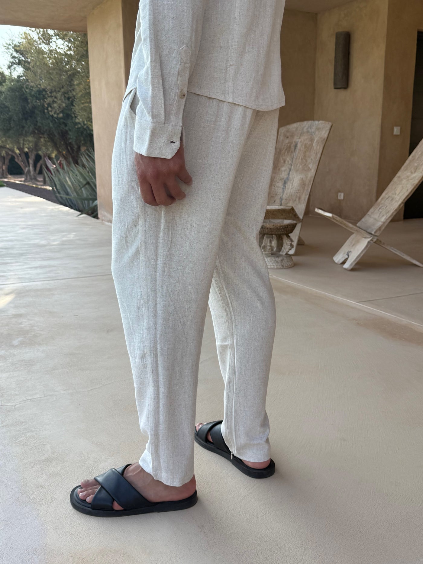Pantalon Lin pour homme, coloris Avoine — vue 3 | COMOCLO