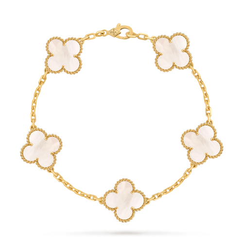 Bracelet Trèfle 5 Motifs — Nacre Blanche | COMOCLO