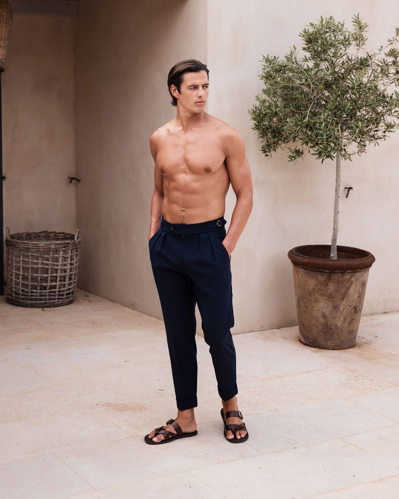 Pantalon Oxford Plissé pour homme, coloris Bleu Marine — vue 2 | COMOCLO