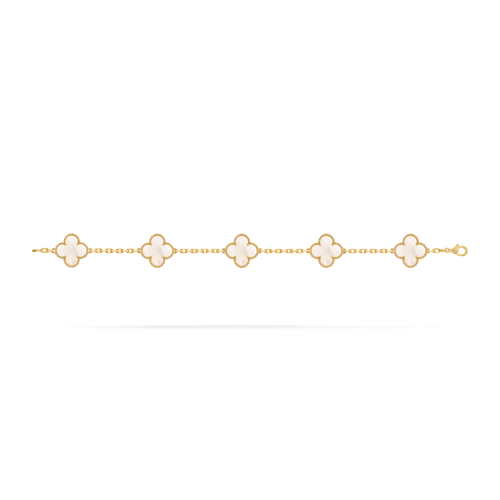 Bracelet Trèfle 5 Motifs — Nacre Blanche — vue 3 | COMOCLO