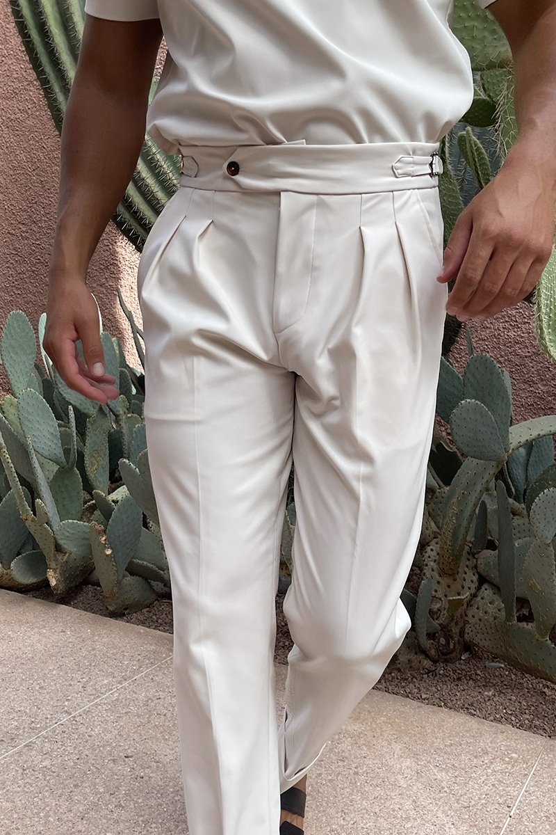 Pantalon Oxford Plissé pour homme, coloris Pierre — vue 2 | COMOCLO