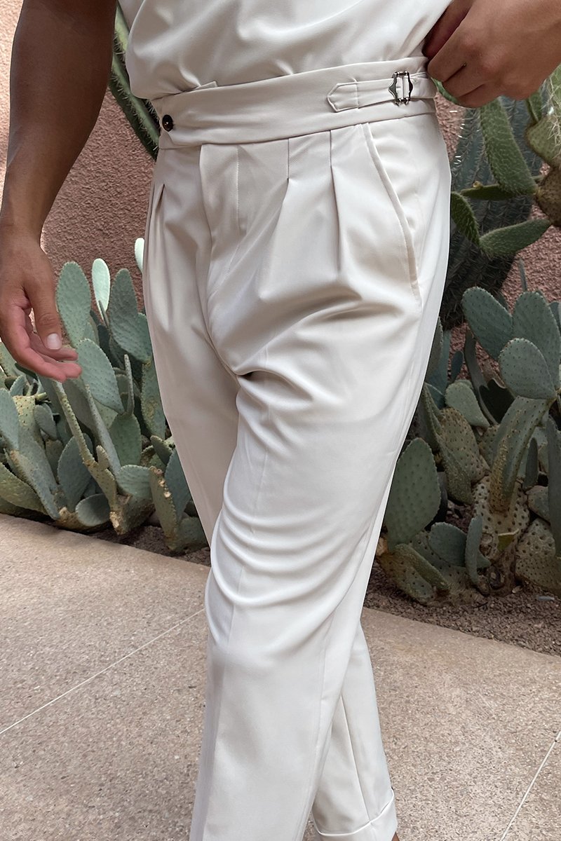 Pantalon Oxford Plissé pour homme, coloris Pierre — vue 4 | COMOCLO