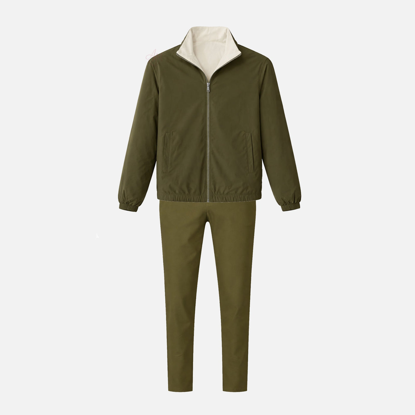 Ensemble Réversible Veste + Pantalon — Olive / Crème