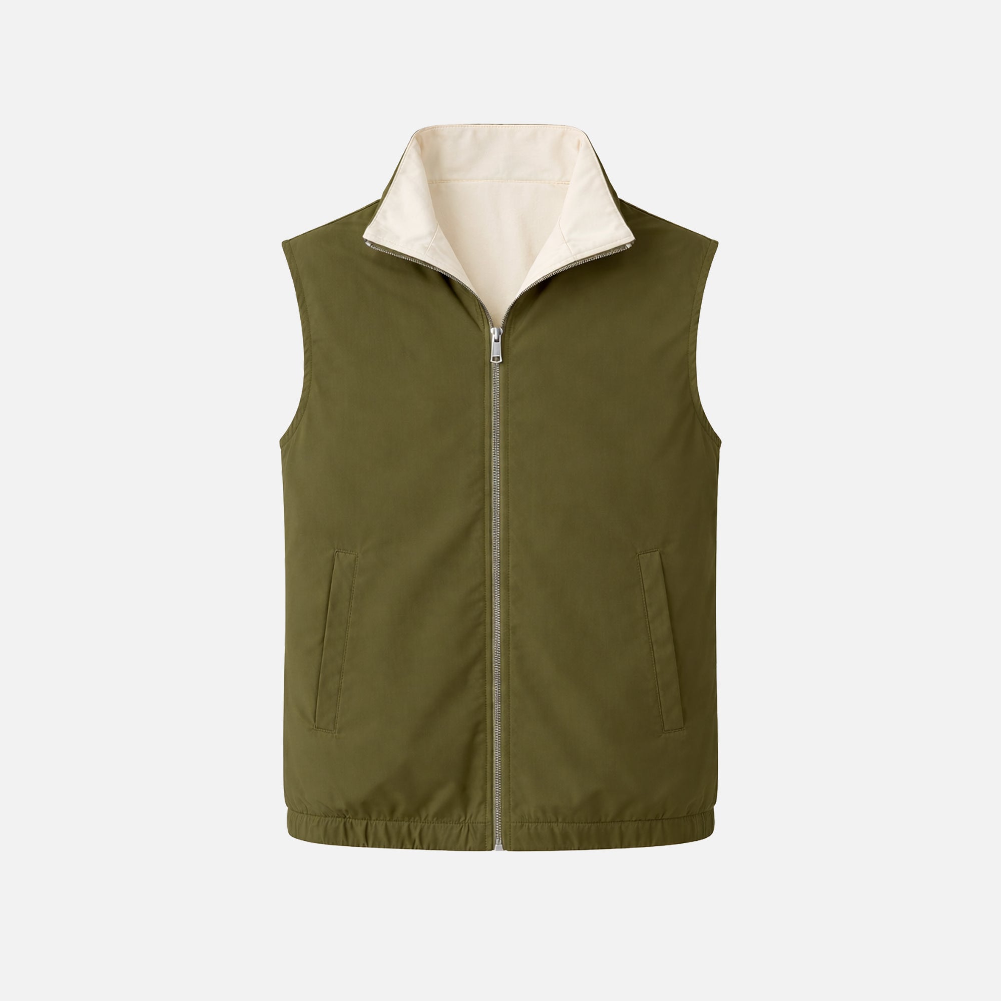 Gilet Réversible Voyage — Olive / Crème