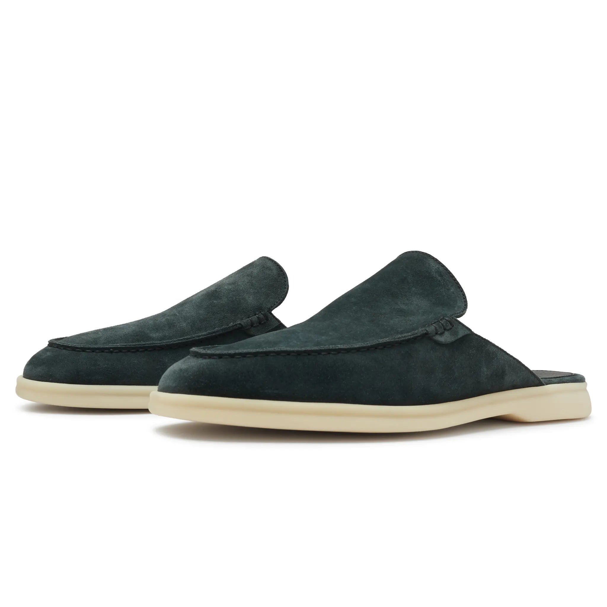 Mocassins Babouche Daim — Vert Foncé — vue 2 | COMOCLO