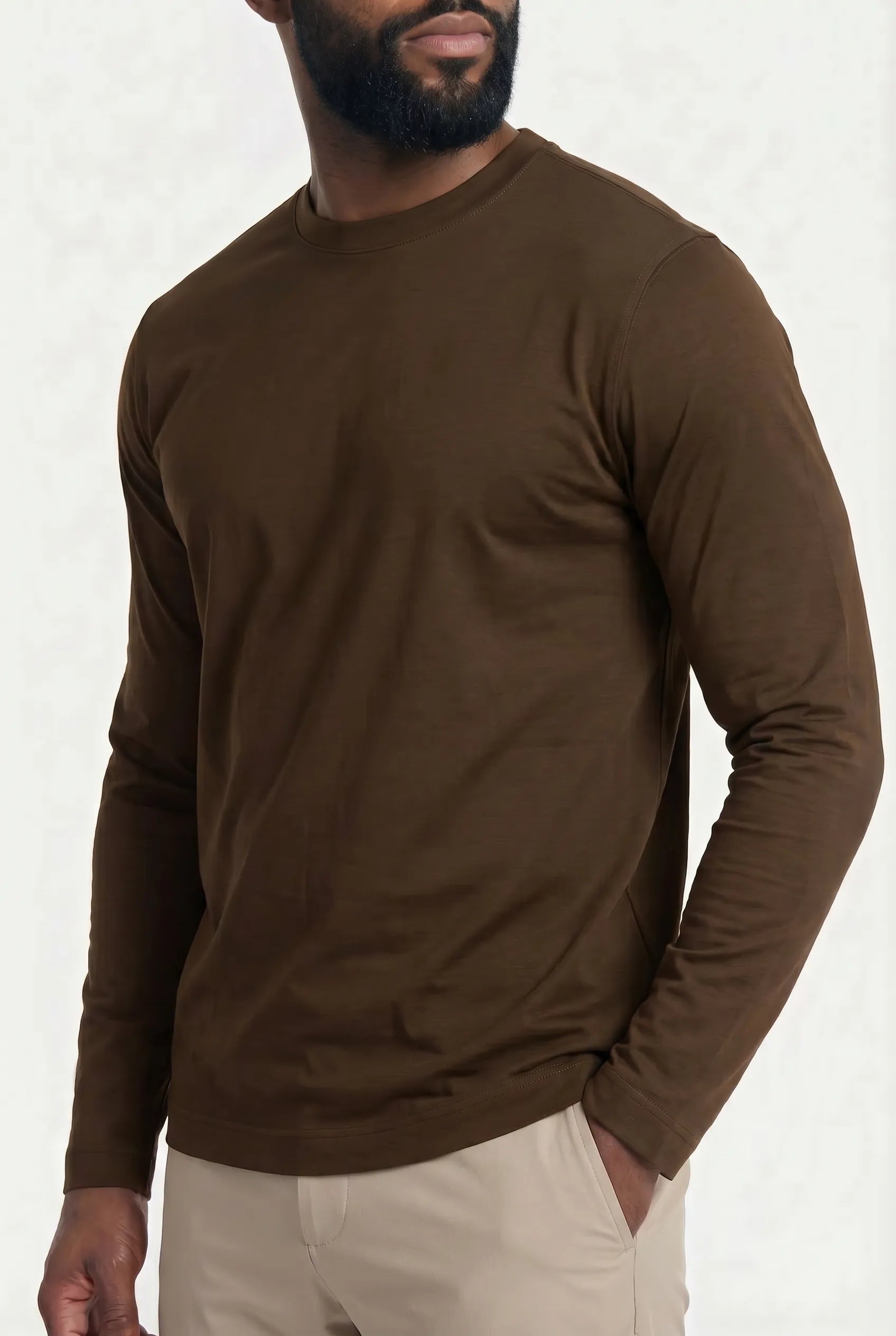 Lange Mouw Luxe Shirt Cognac