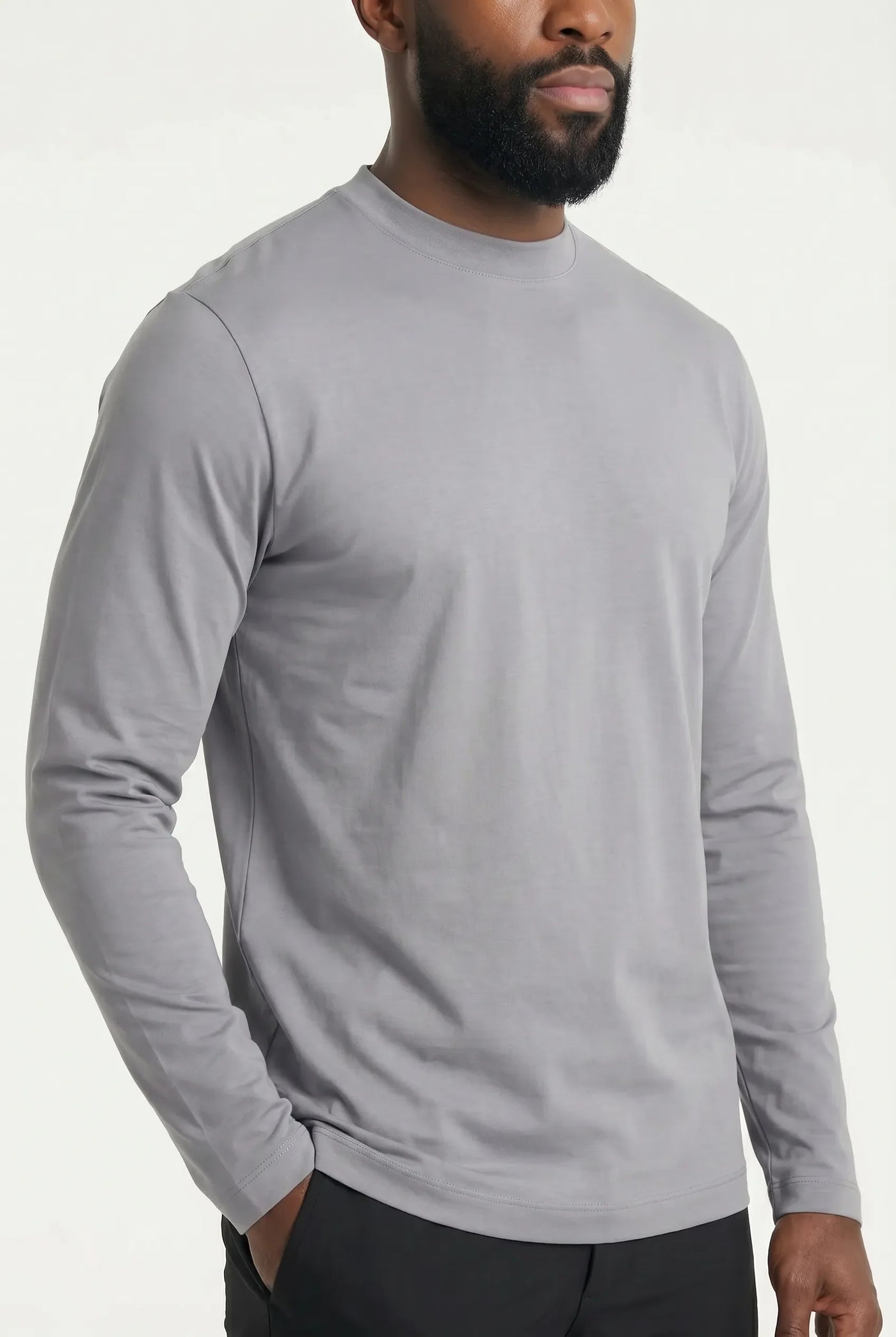 T-shirt Manches Longues Luxe pour homme, coloris Gris Perle — vue 3 | COMOCLO