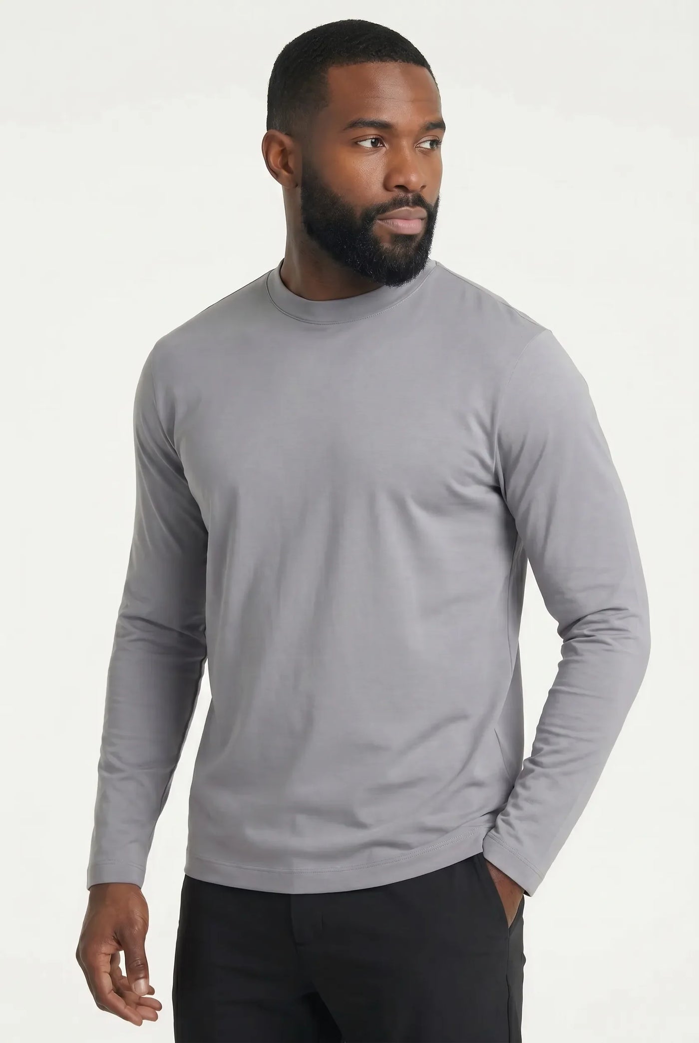 T-shirt Manches Longues Luxe pour homme, coloris Gris Perle — vue 2 | COMOCLO