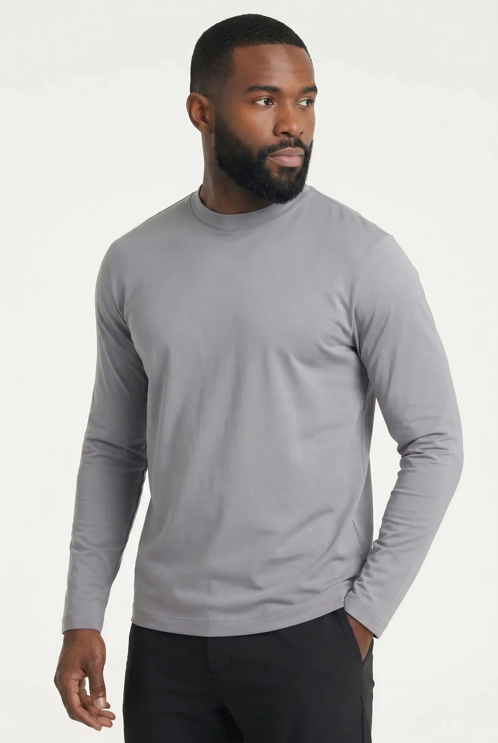 Lange Mouw Luxe Shirt Parelgrijs