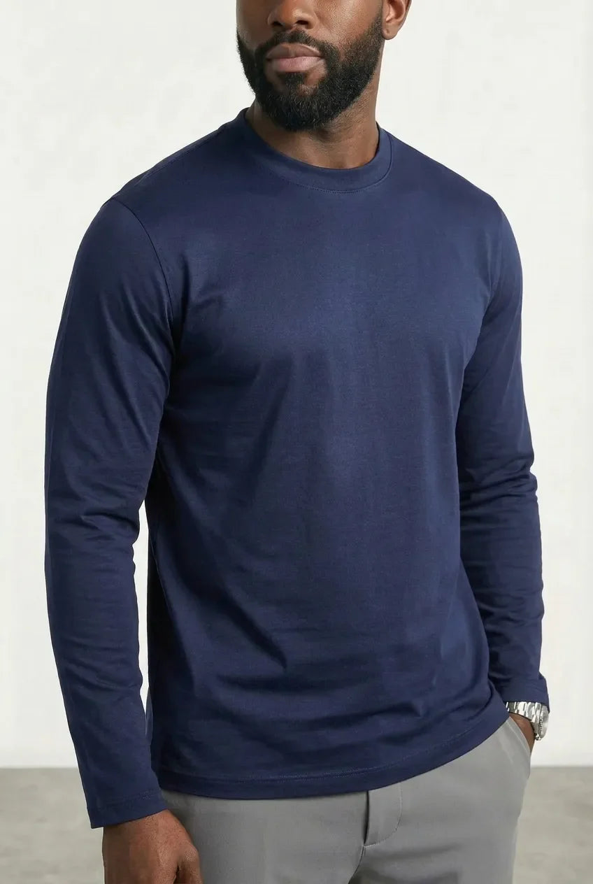 T-shirt Manches Longues Luxe pour homme, coloris Bleu Marine — vue 3 | COMOCLO
