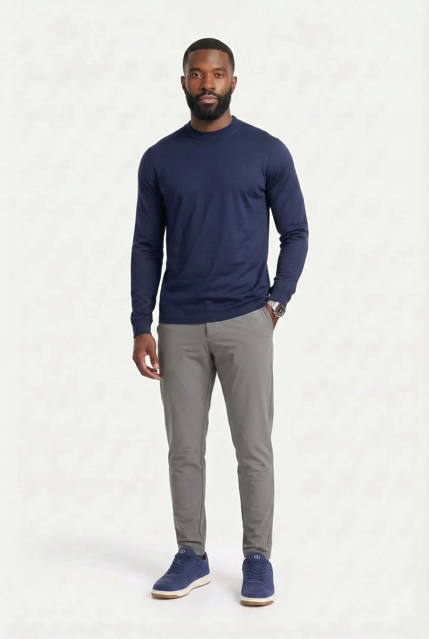 T-shirt Manches Longues Luxe pour homme, coloris Bleu Marine | COMOCLO