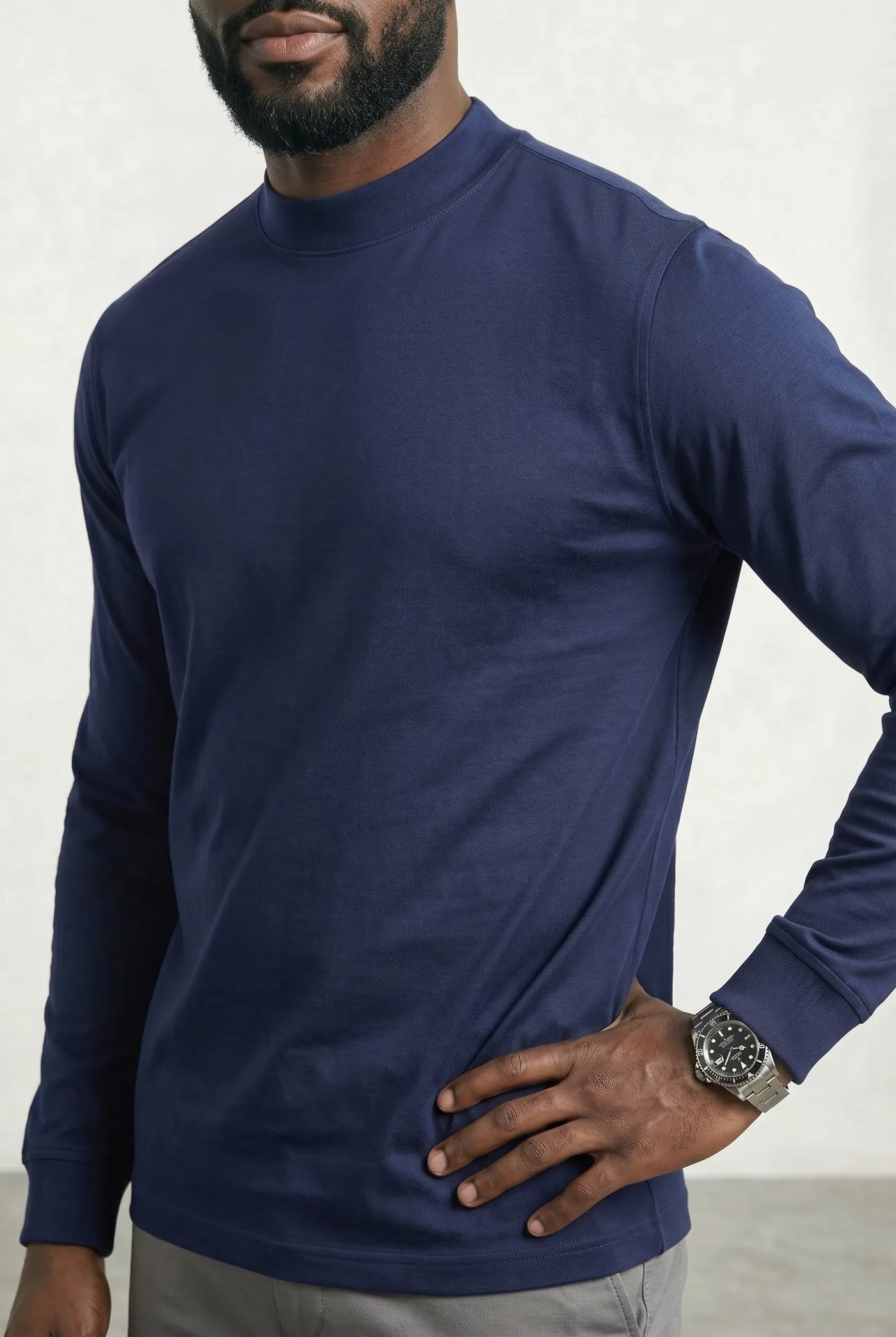 T-shirt Manches Longues Luxe pour homme, coloris Bleu Marine — vue 2 | COMOCLO