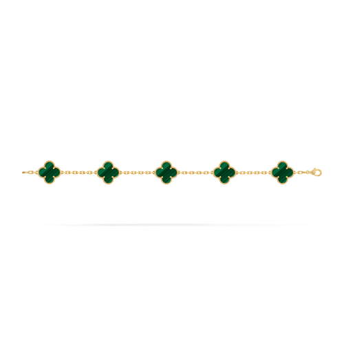 Bracelet Trèfle 5 Motifs — Malachite Verte — vue 3 | COMOCLO