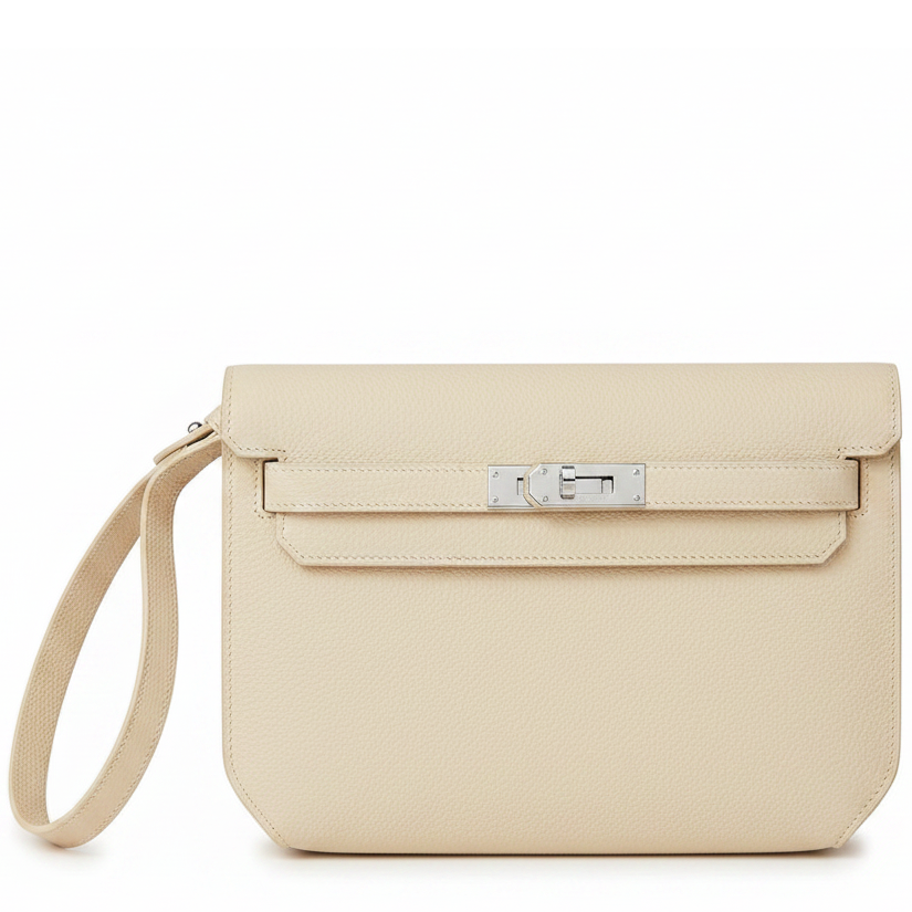 Pochette Cuir Crème COMOCLO — vue de face